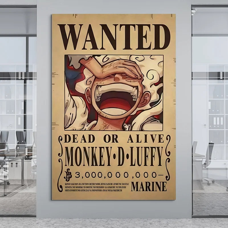 Affiche Wanted One Piece Monkey D. Luffy – Poster manga déco murale