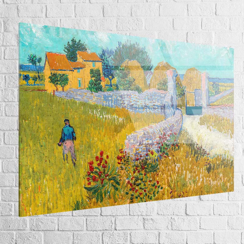 Chemin clair vers le portail en pierre, détails et textures de Van Gogh