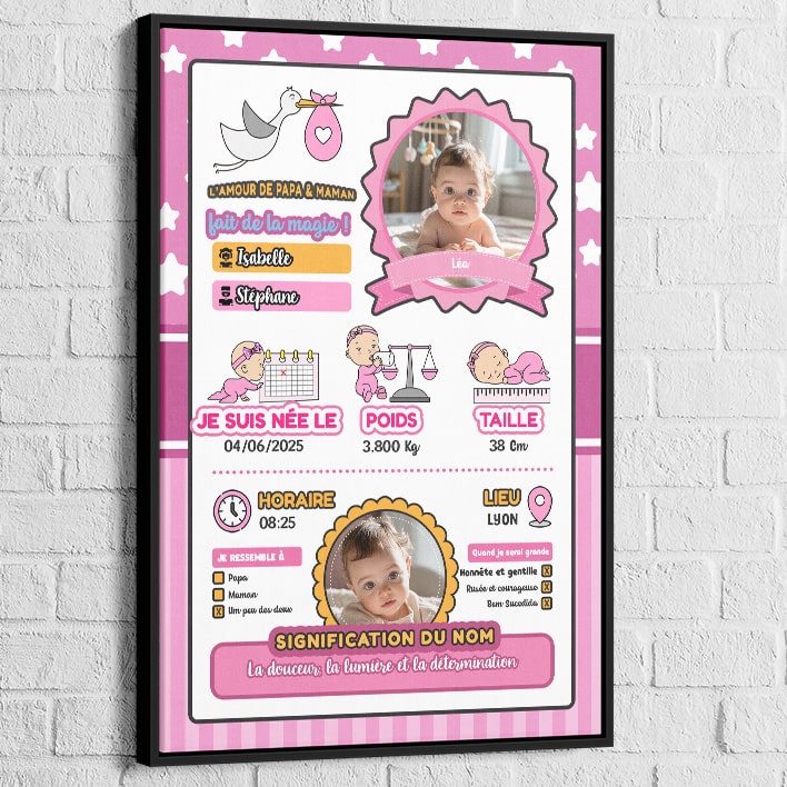 Décoration murale naissance fille avec design tendre et poétique