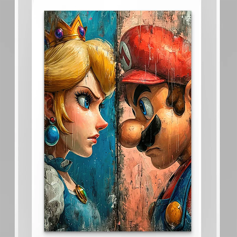 Décoration murale pop art Mario et princesse Peach