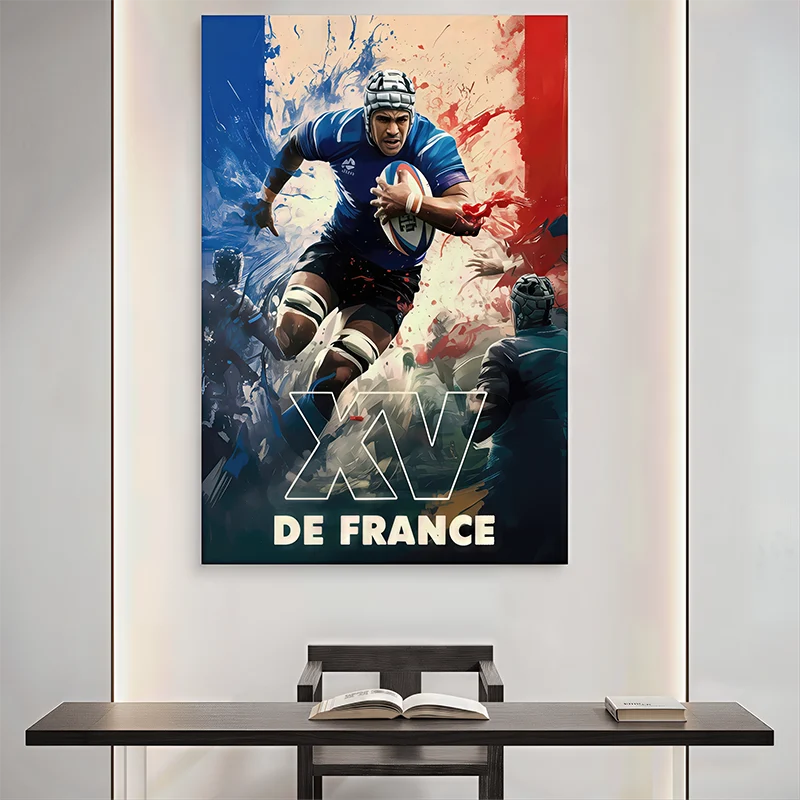 Décoration murale sportive joueur du XV de France avec ballon