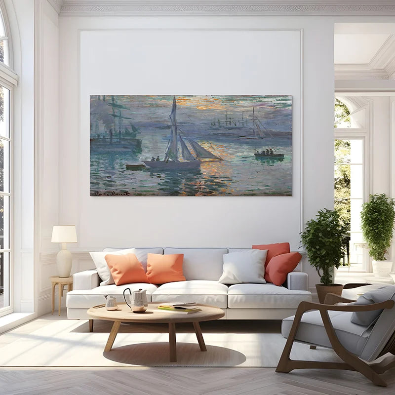 Détail des touches impressionnistes sur les vaguelettes et le ciel