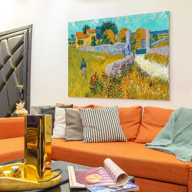 Gros plan des empâtements de peinture, herbes et fleurs rouges au premier plan