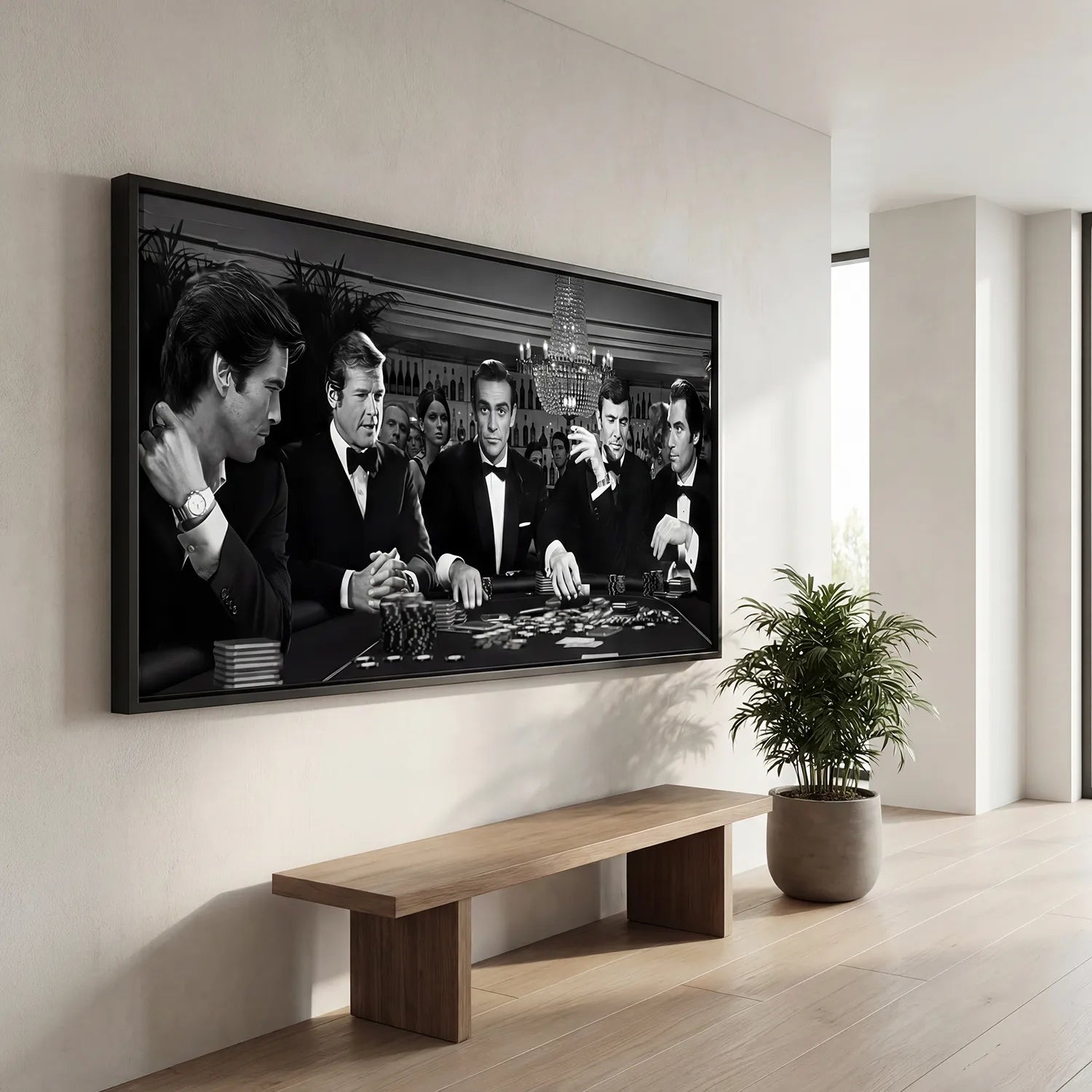 Illustration James Bond – La Partie, hommes en smoking autour d’une table de poker