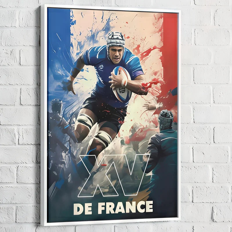 Impression haute définition joueur rugby France en course