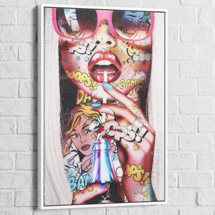 Tableau design Bam Girl - déco intérieure colorée et artistique style pop culture