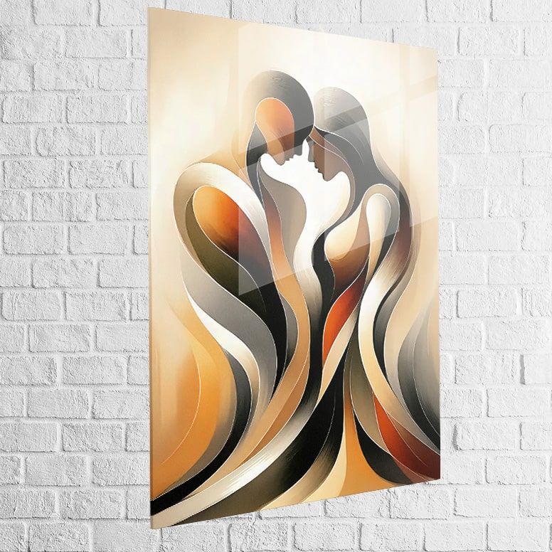 Affiche contemporaine couple abstrait - œuvre murale Harmonie Sensuelle