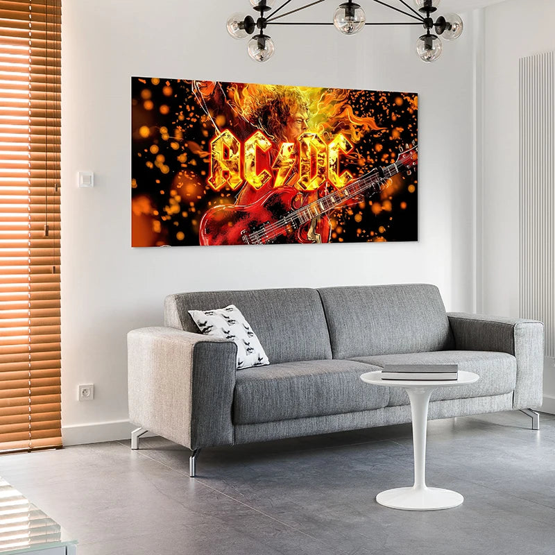 Tableau ACDC Fire en plexiglas, brillance profonde et couleurs intenses
