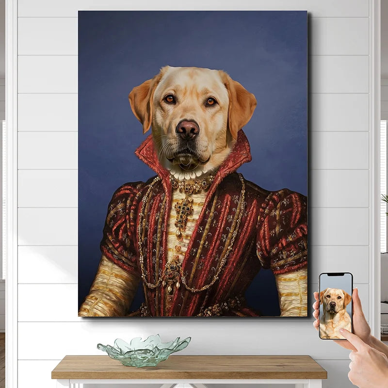 Tableau Chien Personnalisé en costume noble Élégance Royale