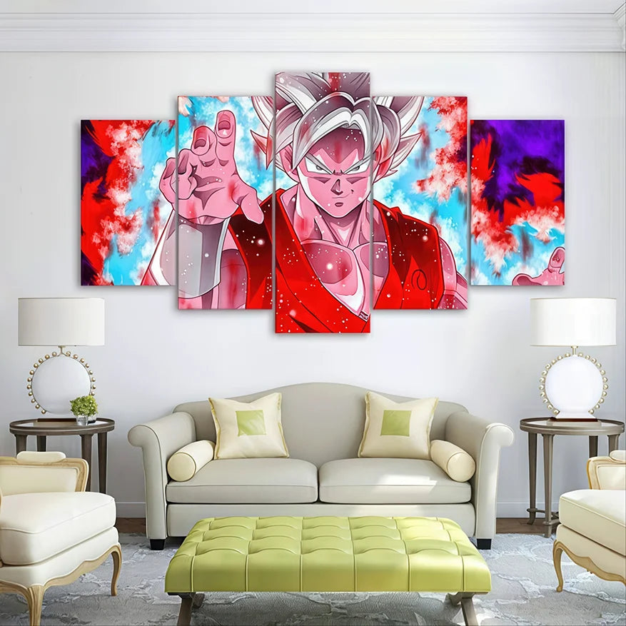 Tableau Dragon Ball 5 panneaux Kaio-Ken