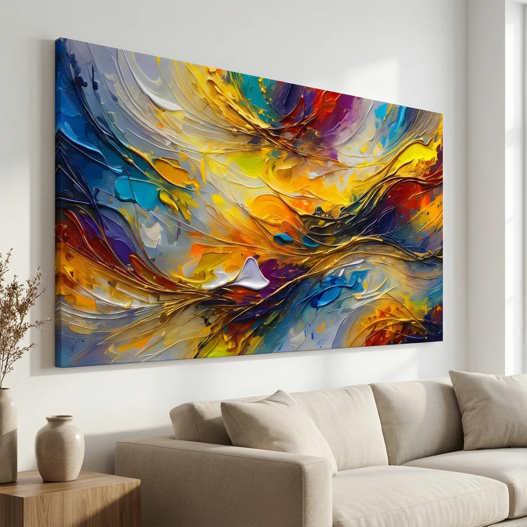 Tableau abstrait multicolore décoration murale moderne