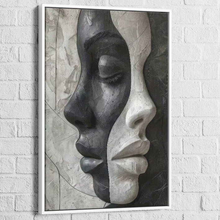 Tableau contemporain L'Art des Contraires avec cadre flottant noir ou blanc