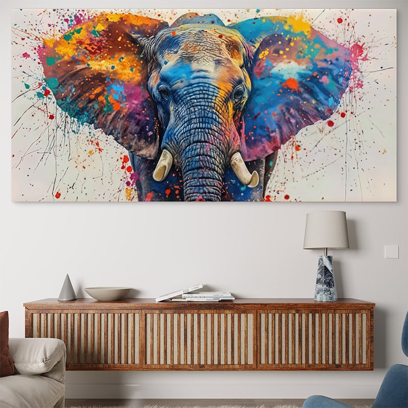 Décoration murale éléphant design style street art et moderne