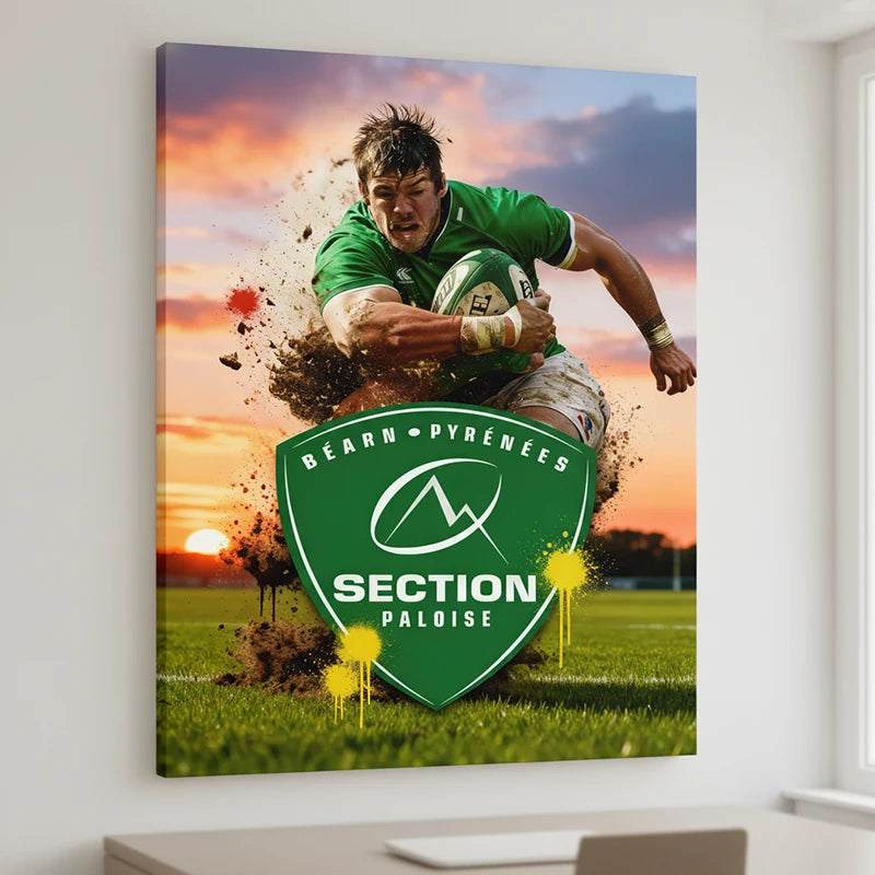 Tableau rugby Section Paloise sur toile tendue