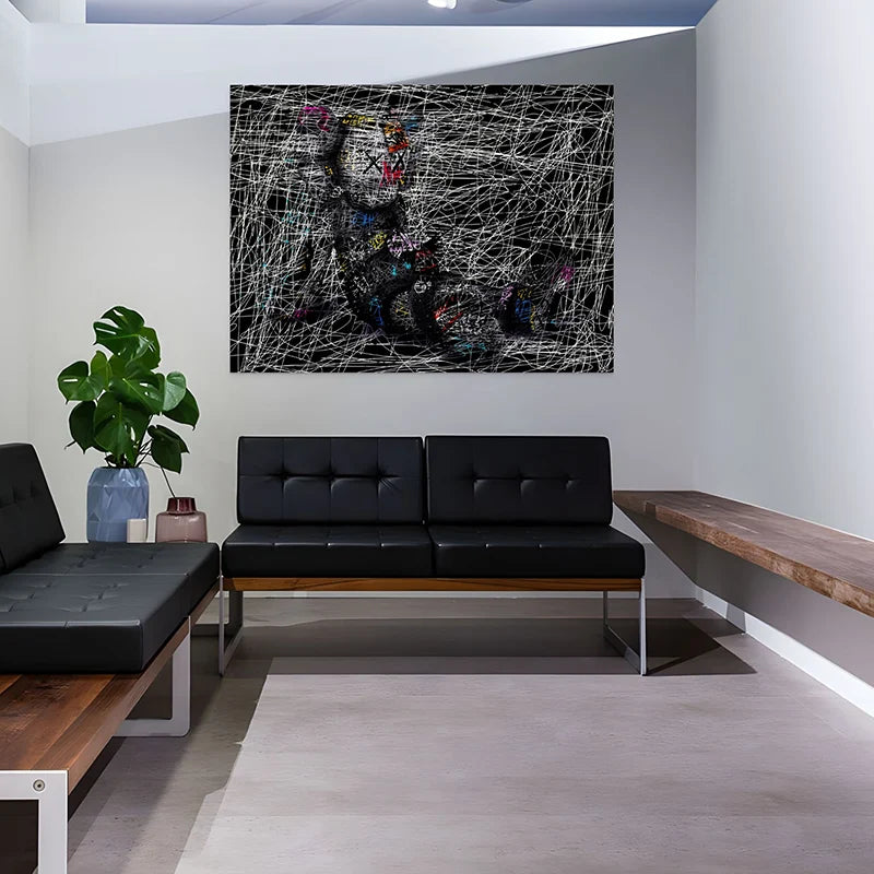 art mural moderne noir et blanc effet craie pour déco urbaine