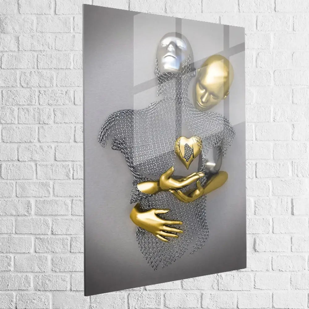 Tableau 3D Un Amour Gris et Or 40x60cm / A / Plexiglas Tableau moderne