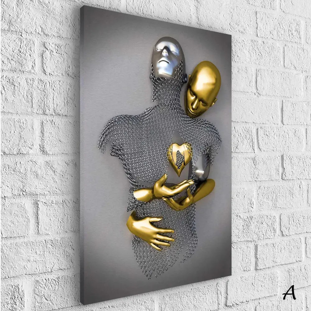 Tableau 3D Un Amour Gris et Or - Montableaudeco