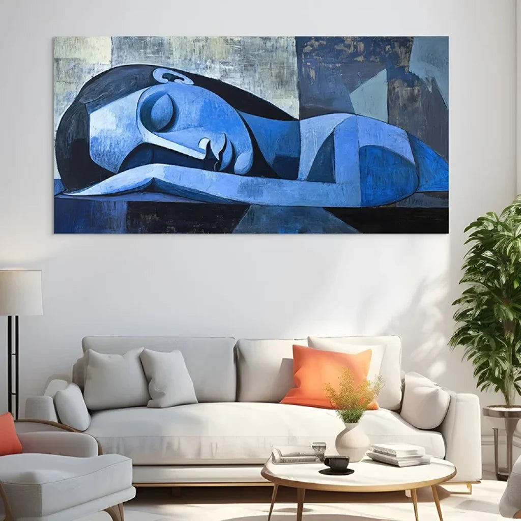 Tableau abstrait bleu – ambiance zen pour chambre, art moderne