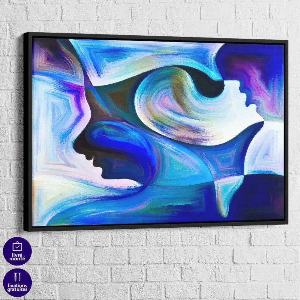 Tableau Abstrait Bleu Visage - Montableaudeco