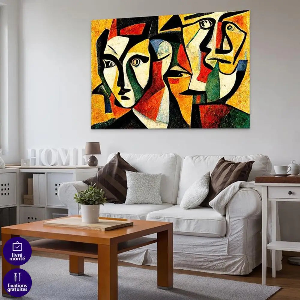 Tableau Abstrait Les Visages - Montableaudeco