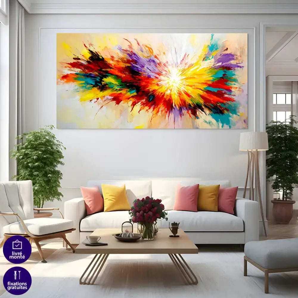 Décoration murale salon moderne avec tableau Radiance coloré
