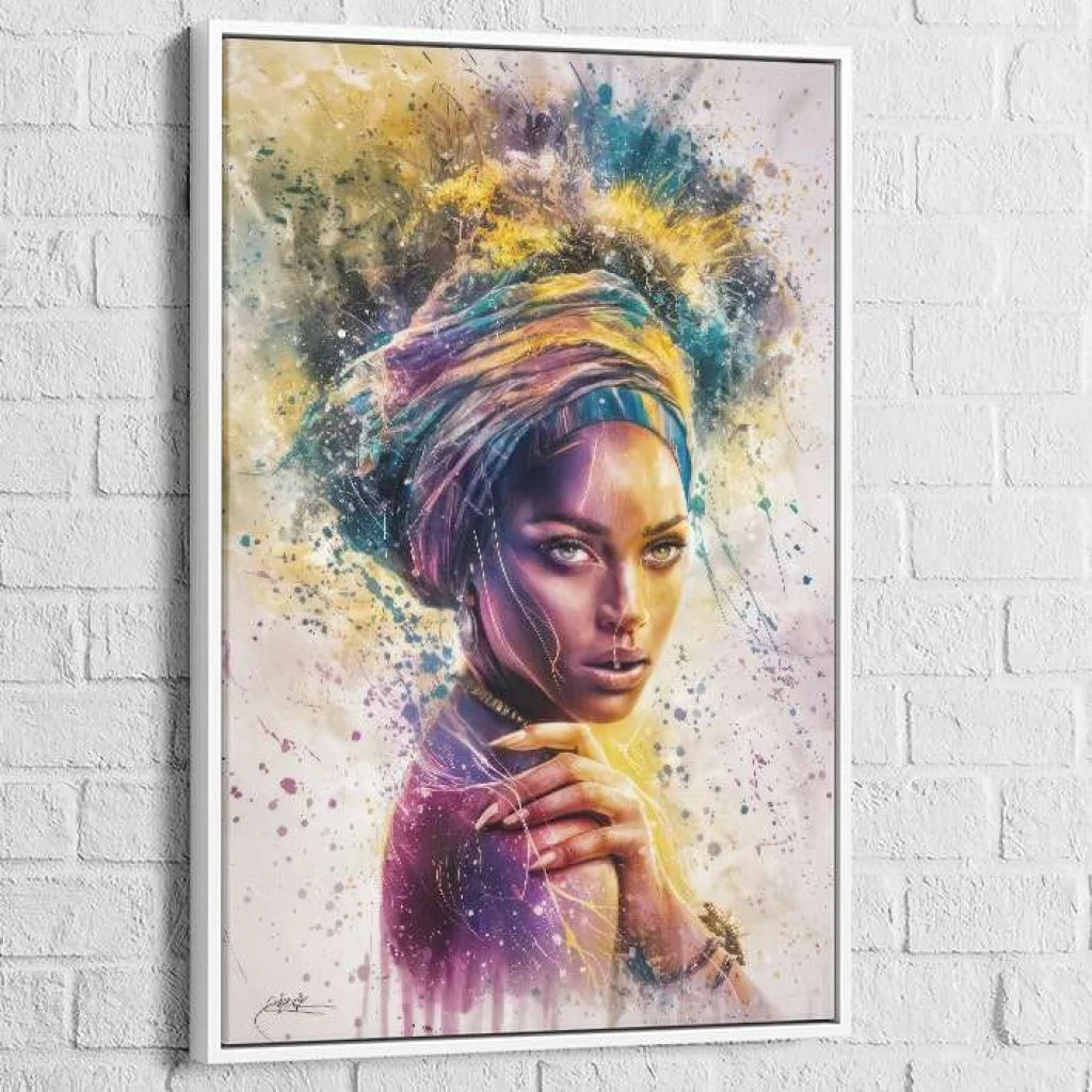 Tableau Afrique Célébration de la Beauté 40x60cm / Cadre Blanc Tableau Afrique