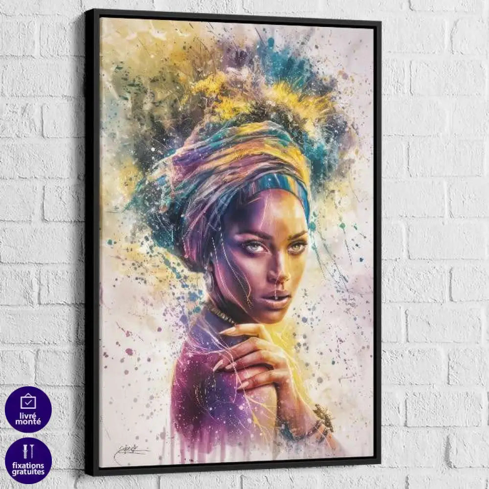 Tableau Afrique Célébration de la Beauté 40x60cm / Cadre Noir Tableau Afrique