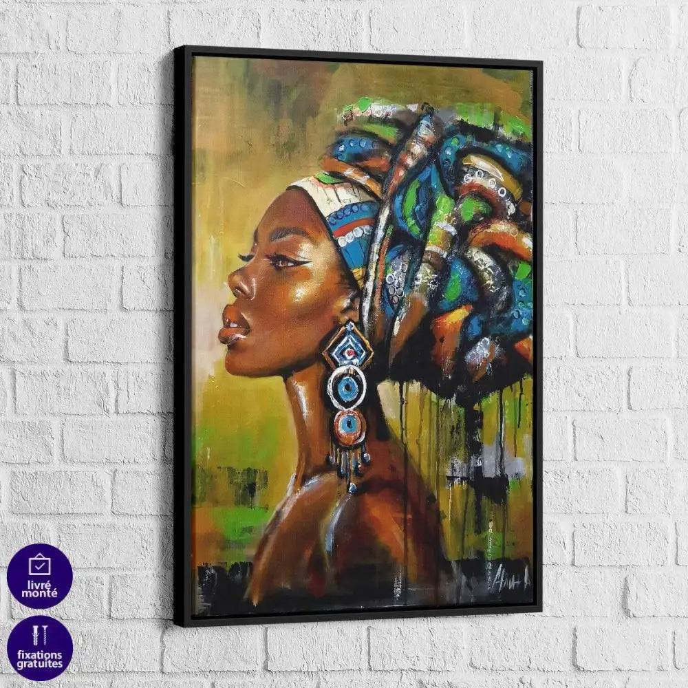 toile artistique africaine couleurs chaudes et vibrantes