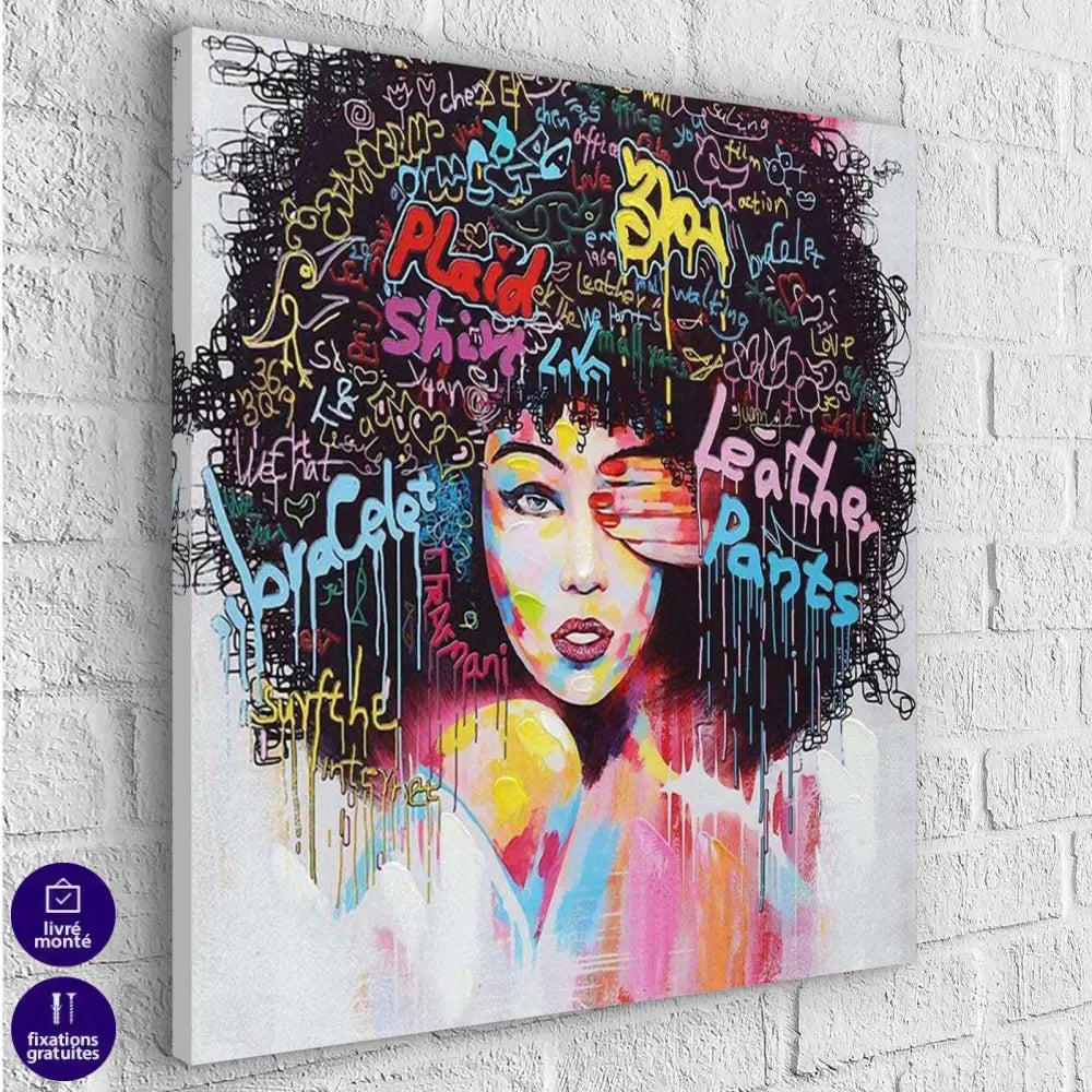 Tableau Afrique Femme Graffiti 5 Pièces - Montableaudeco