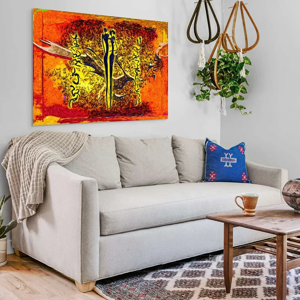 Tableau africain décoratif – silhouettes du couple amoureux