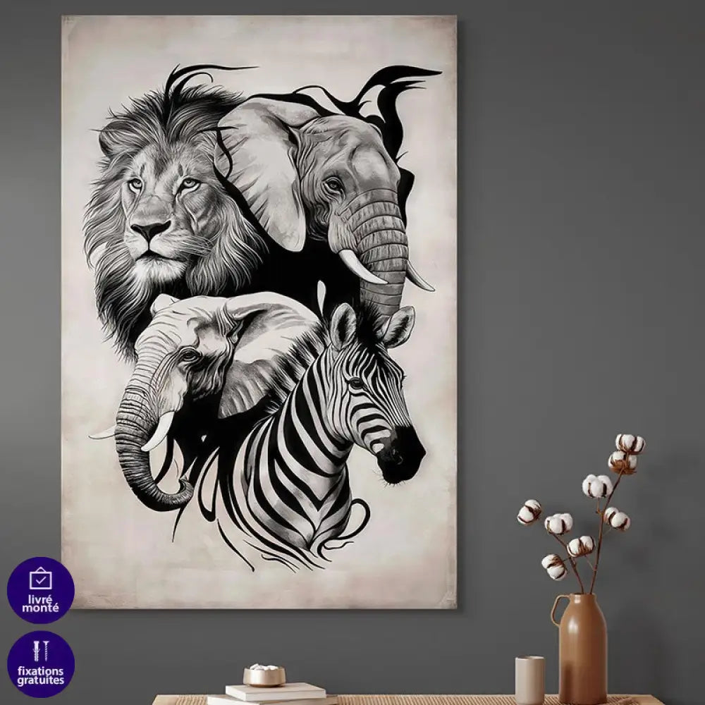 Tableau Animaux Force et Élégance 40x60cm / Toile tendue sur châssis Tableau Animaux