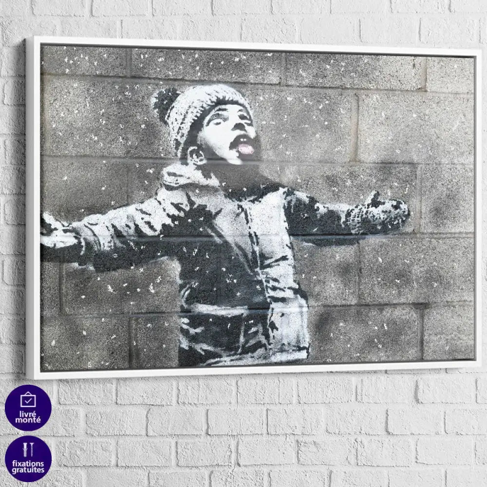 Tableau Banksy Ash Boy 40x60cm / Cadre Blanc Tableau Banksy