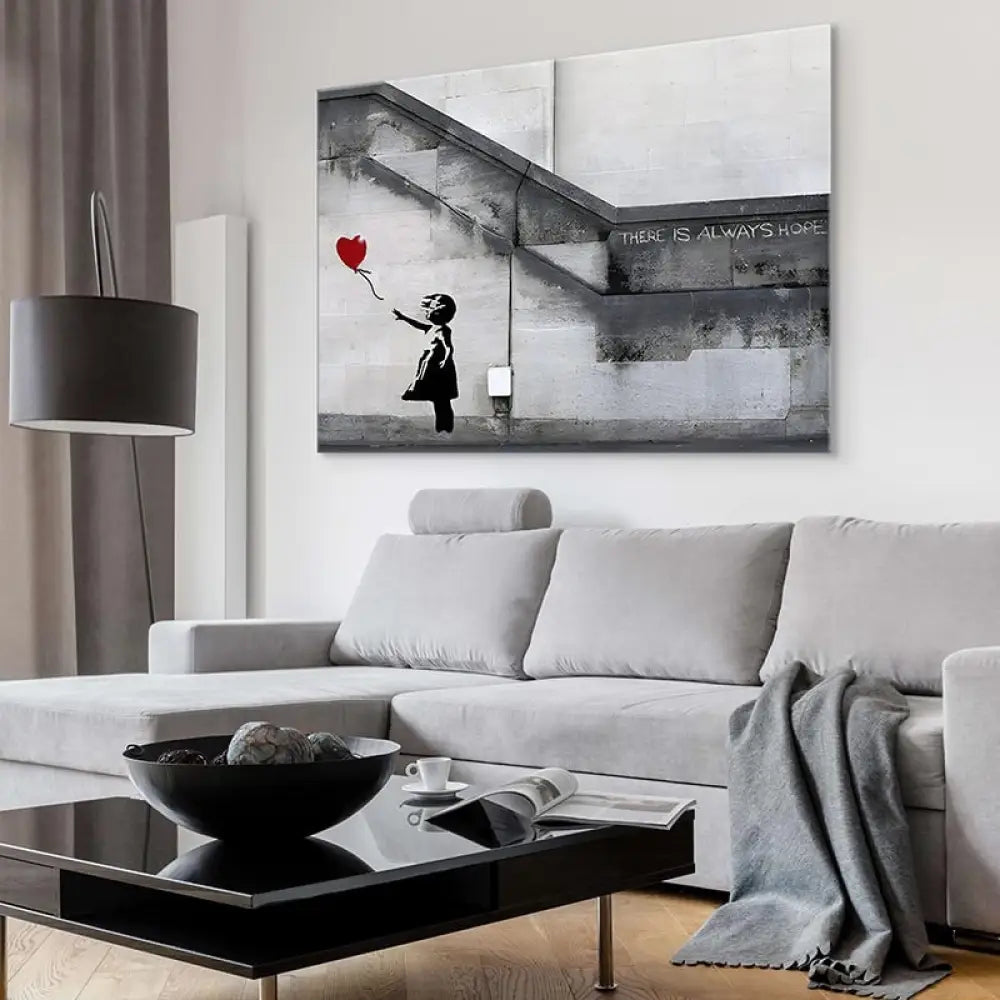 Tableau Banksy La Fille au Ballon Rouge 40x60cm / Toile tendue sur châssis Tableau Banksy