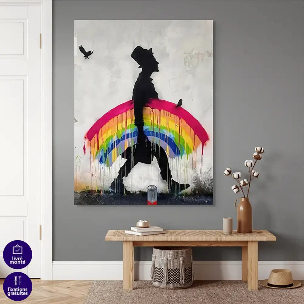 Tableau Banksy – street art contemporain, couleurs vives