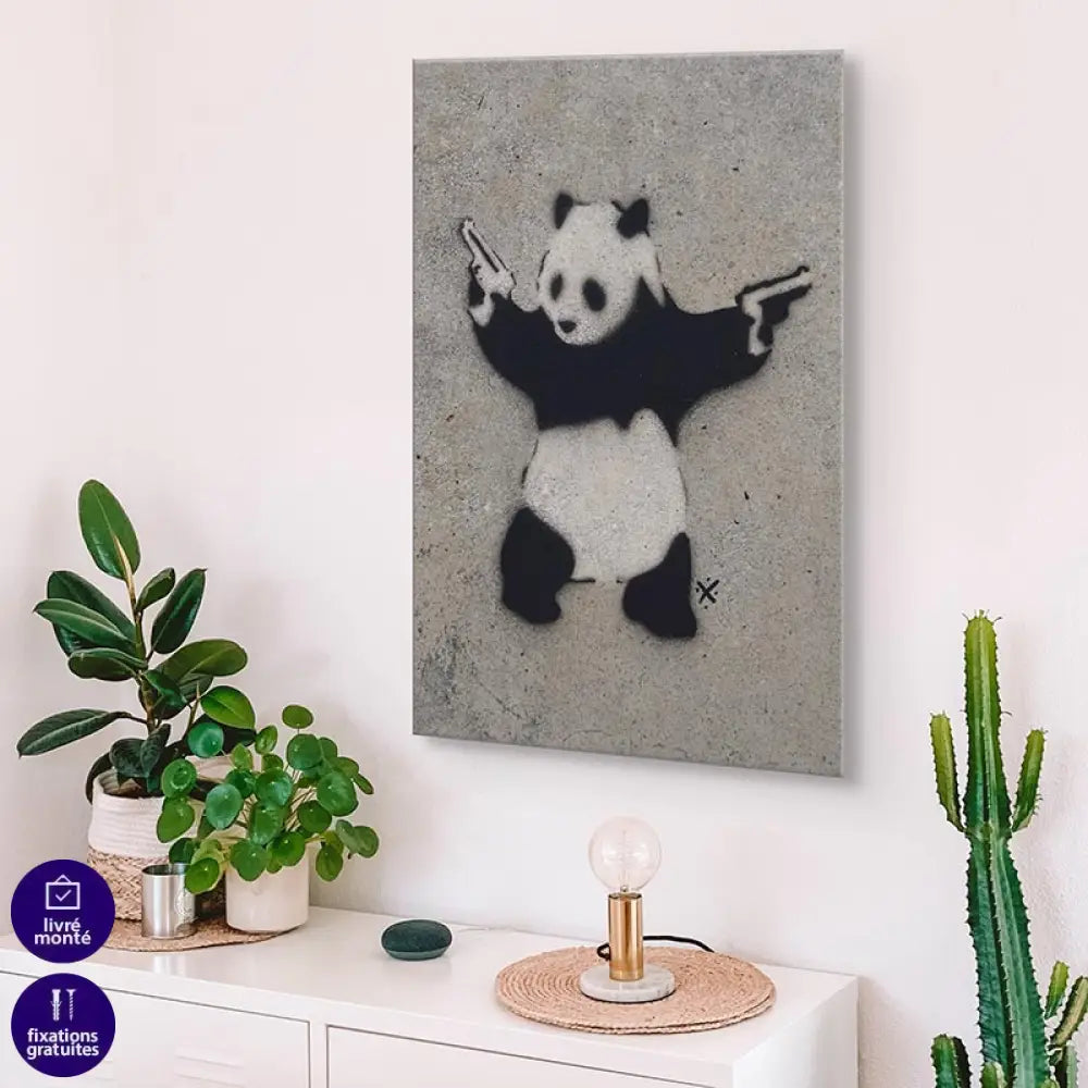 Tableau Banksy Panda With Guns Tableau Banksy