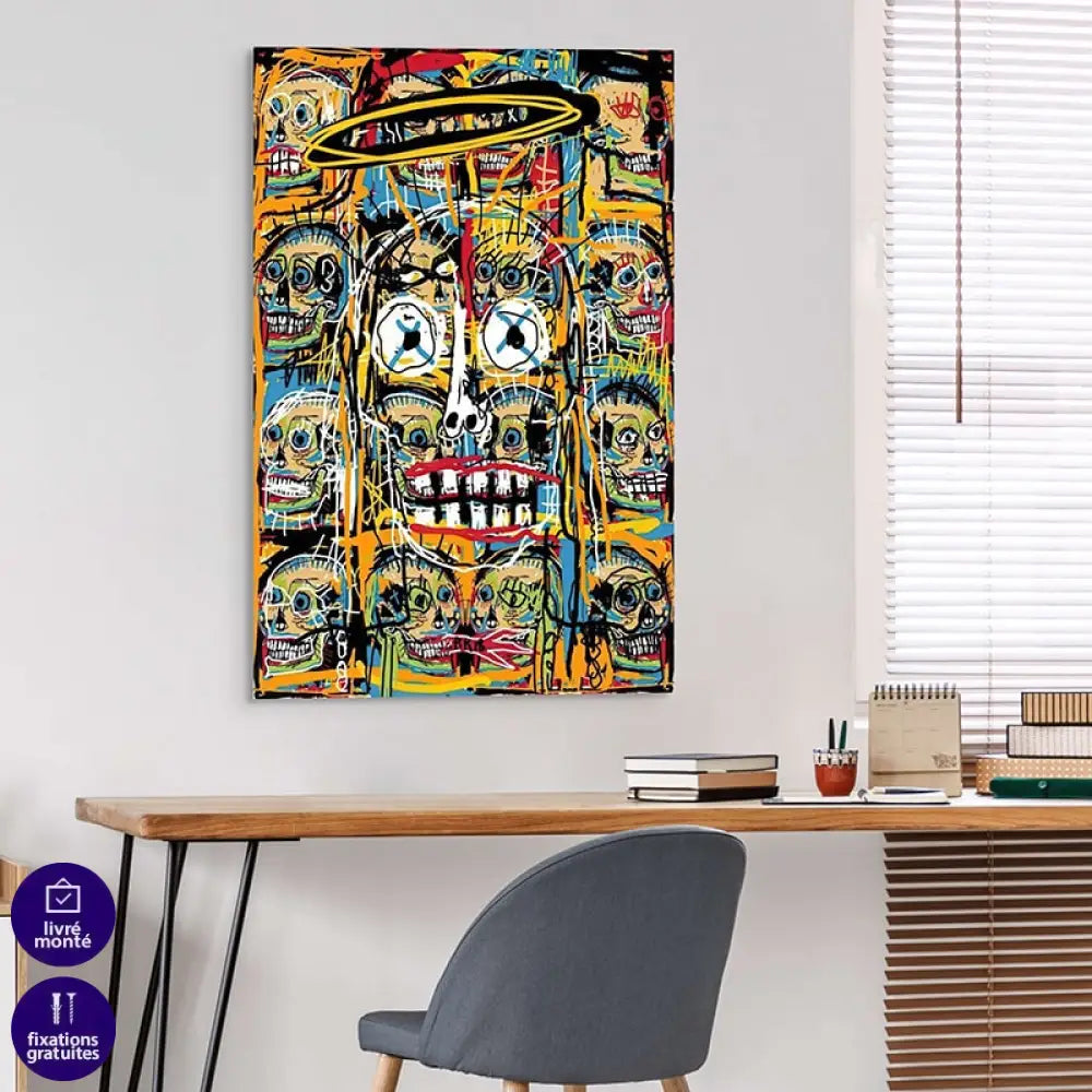 Tableau Basquiat Chaos des Crânes Célestes Tableau Basquiat