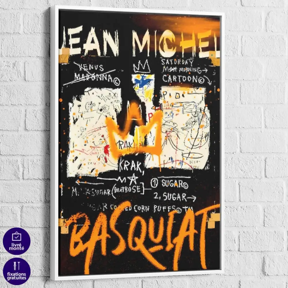 Tableau Basquiat Dualité Urbaine 40x60cm / Cadre Blanc / A Tableau Basquiat