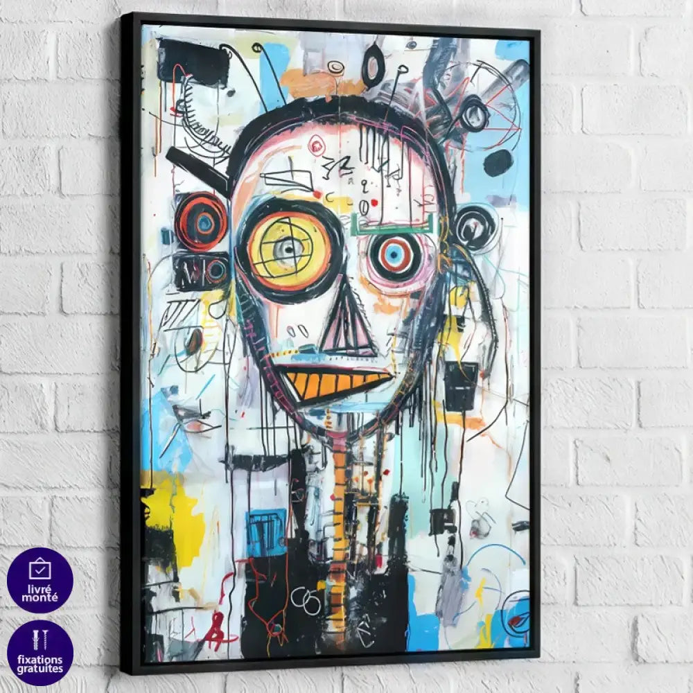 Tableau déco de salon au style street art abstrait et lignes chaotiques maîtrisées