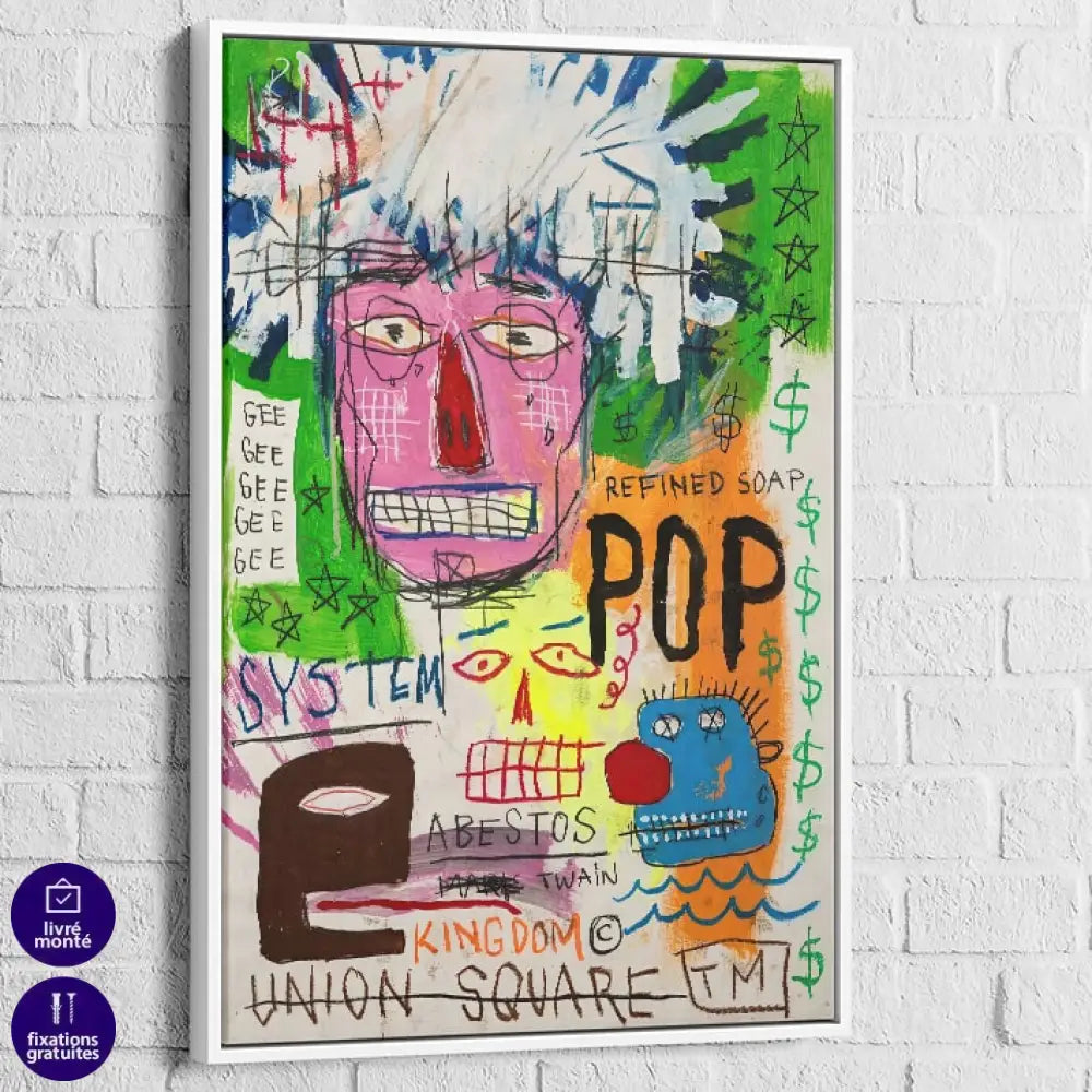 Tableau Basquiat Masterpiece 60-88 40x60cm / Cadre Blanc Tableau Basquiat