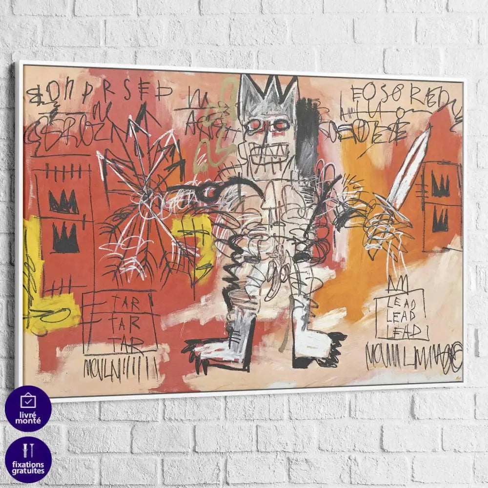 Tableau Basquiat Warrior Graffiti - Montableaudeco