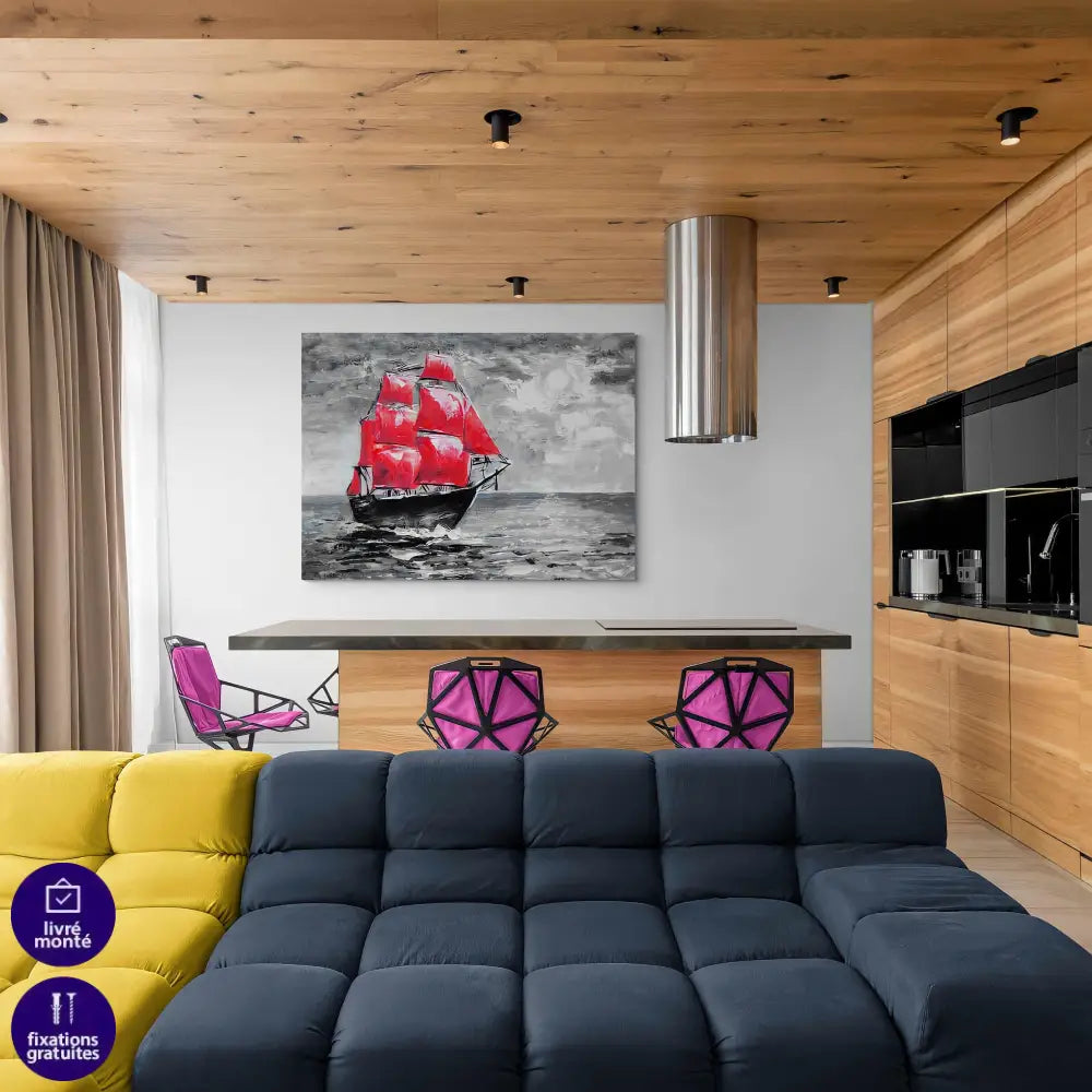 Tableau Bateau La Voile Rouge - Montableaudeco