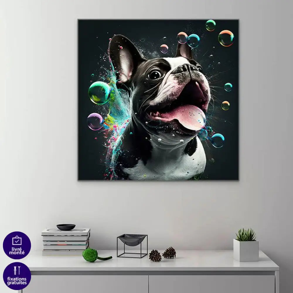 Tableau Bulldog Français Bubble - Montableaudeco