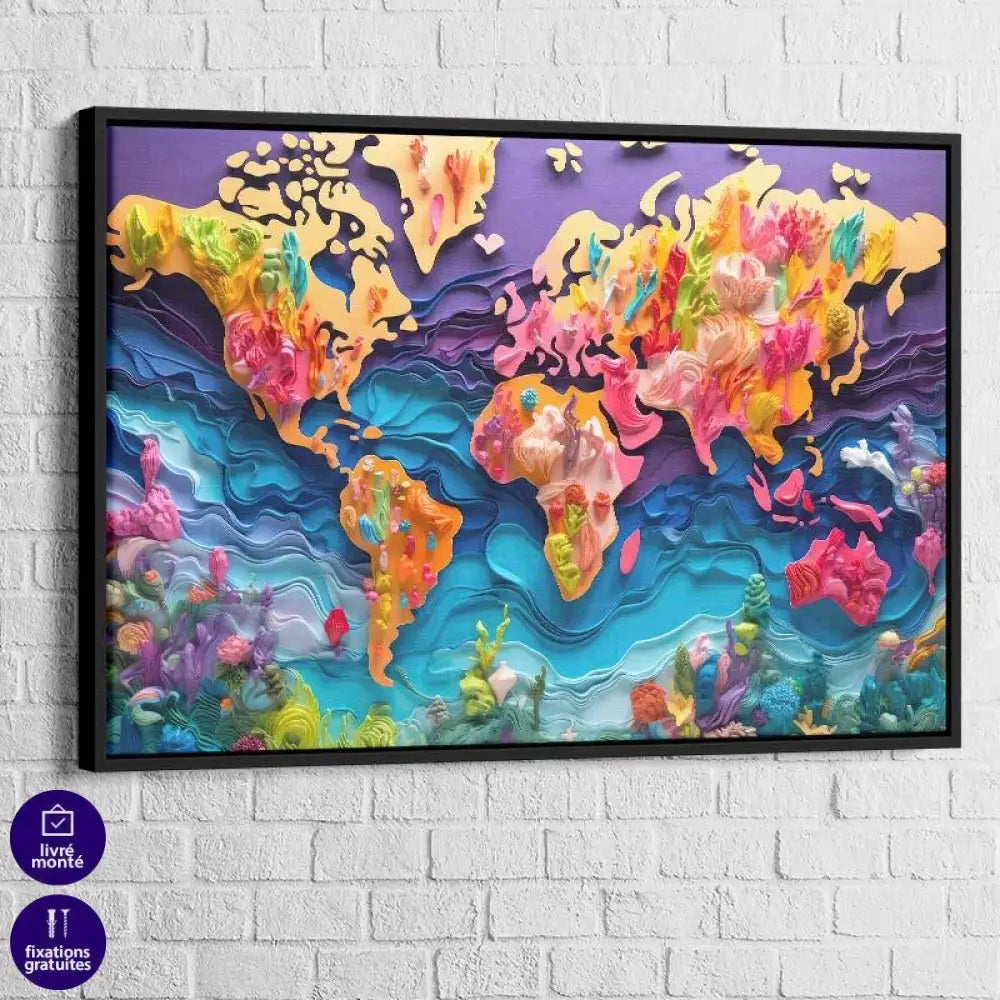 Tableau Carte Monde Aqua - Montableaudeco