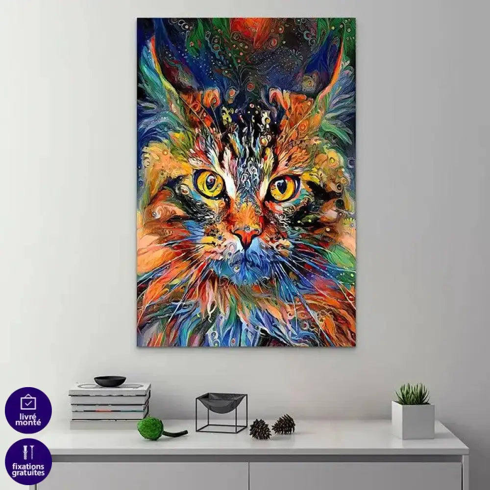 Tableau Chat Coloré - Montableaudeco