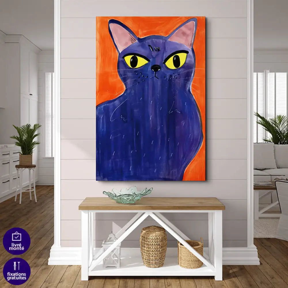 Tableau Chat Coloré Collection 7 Pièces 30x40cm / C / Toile tendue sur châssis Tableau Chat