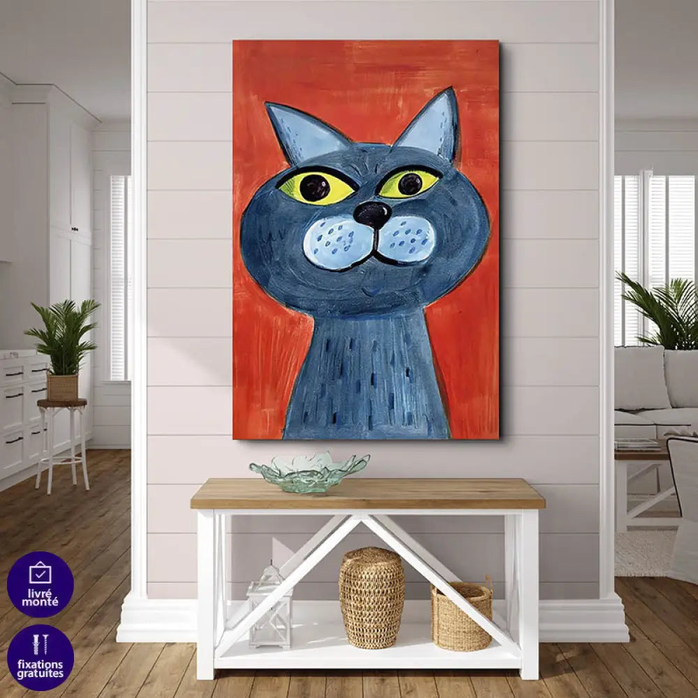 Tableau Chat Coloré Collection 7 Pièces 30x40cm / G / Toile tendue sur châssis Tableau Chat