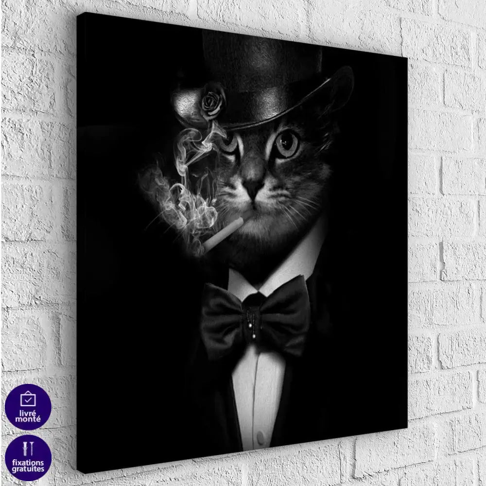Tableau Chat Noir et Blanc Le Gentleman - Montableaudeco