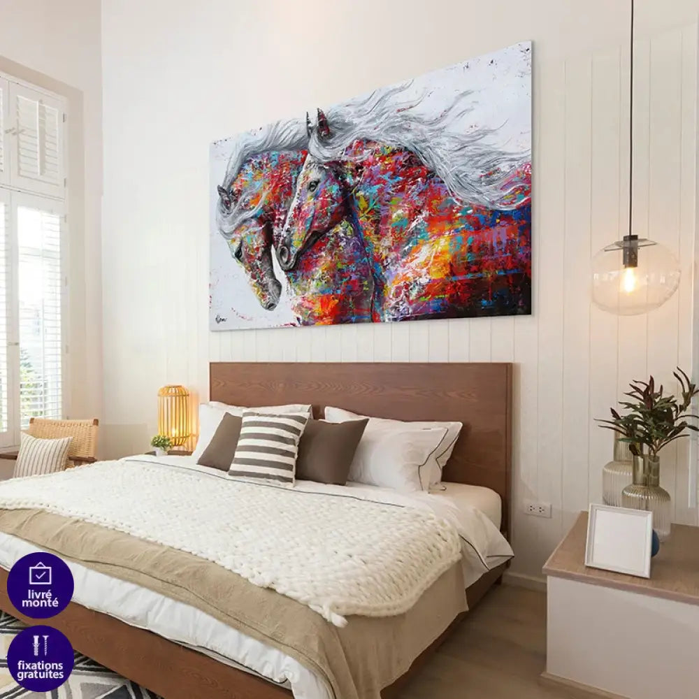 tableau déco maison thème cheval couleurs chaudes