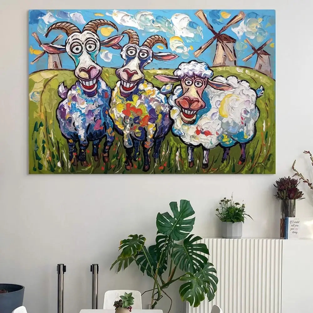 Tableau Chèvres et Brebis en Folie 40x60cm / Affiche sans cadre Tableau Luxe