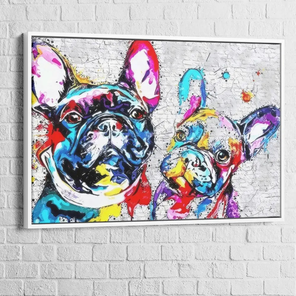 Tableau déco coloré de bouledogues en style pop art a